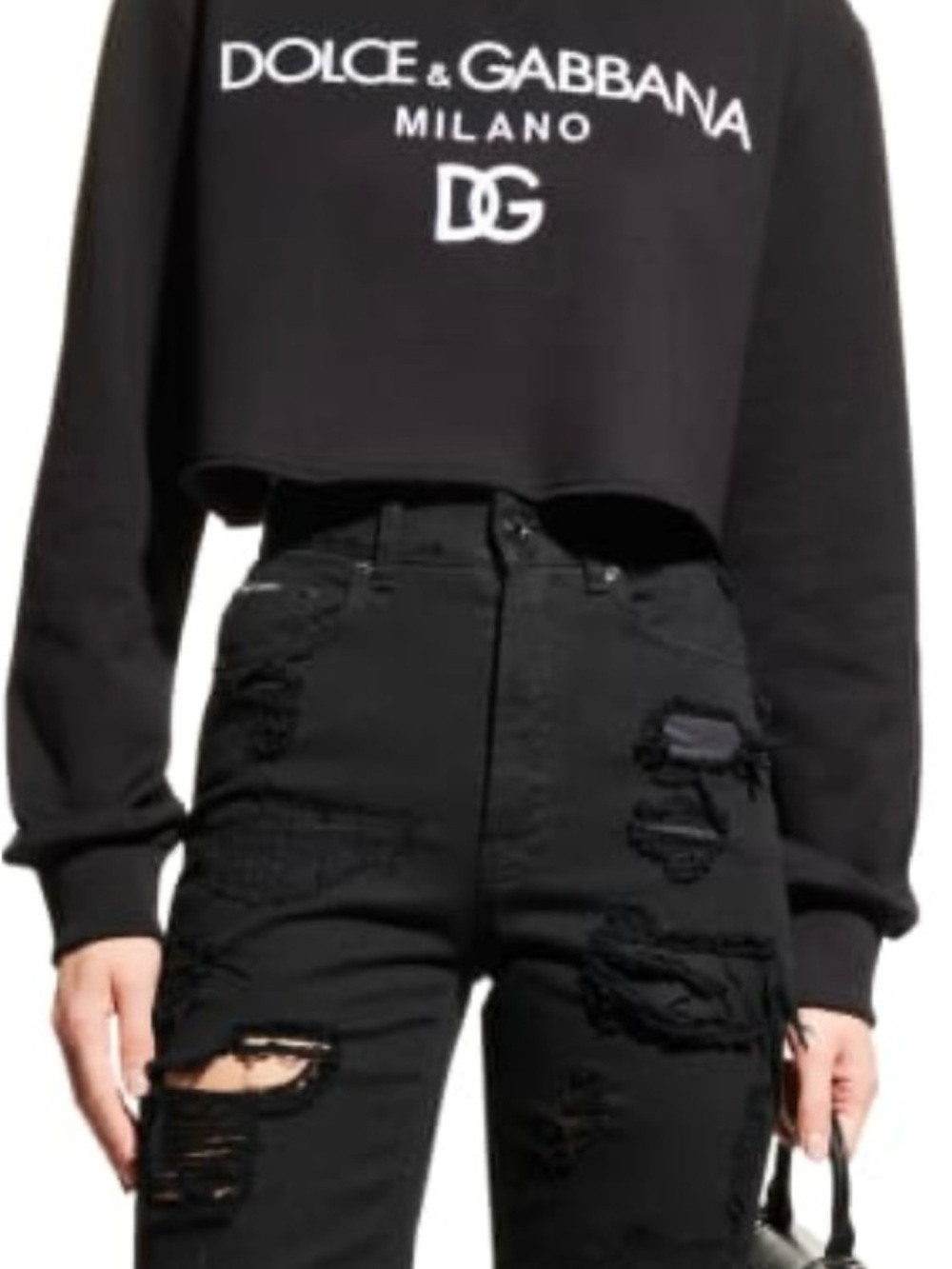 Dolce & Gabbana Black Cropped Logo Sweatshirt with Milano and DG - Picture 3 of 5